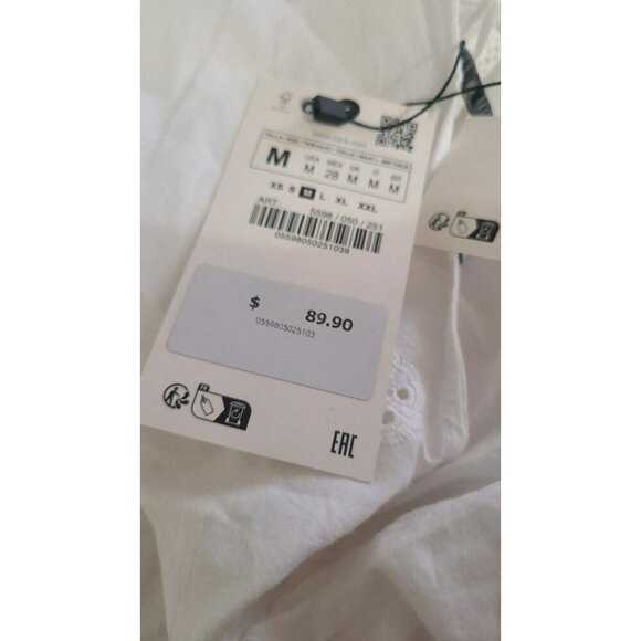 Zara The Mariah Dress Sz M White Eyelet Embroidered Fairy Peasant 5598 050 - Picture 10 of 10